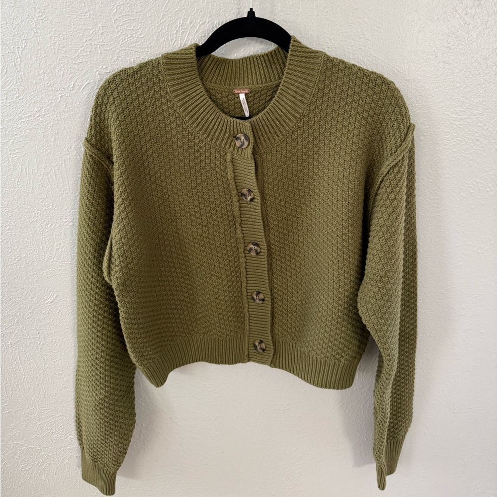 Free People Olive Cardigan Sweater
